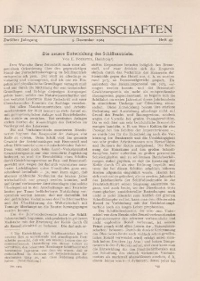 Die Naturwissenschaften. Wochenschrift..., 12. Jg. 1924, 5. Dezember, Heft 49.