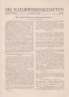 Die Naturwissenschaften. Wochenschrift..., 12. Jg. 1924, 26. Dezember, Heft 52.