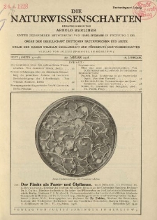 Die Naturwissenschaften. Wochenschrift..., 16. Jg. 1928, 20. Januar, Heft 3.