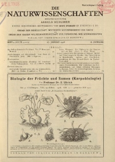 Die Naturwissenschaften. Wochenschrift..., 16. Jg. 1928, 27. Januar, Heft 4.