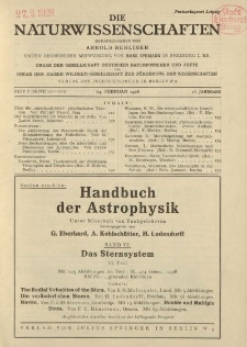 Die Naturwissenschaften. Wochenschrift..., 16. Jg. 1928, 24. Februar, Heft 8.