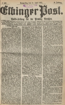 Elbinger Post, Nr. 87, Donnerstag 15 April 1875, 2 Jh