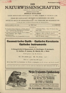 Die Naturwissenschaften. Wochenschrift..., 16. Jg. 1928, 25. Mai, Heft 21.