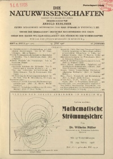 Die Naturwissenschaften. Wochenschrift..., 16. Jg. 1928, 15. Juni, Heft 24.