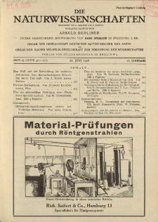 Die Naturwissenschaften. Wochenschrift..., 16. Jg. 1928, 22. Juni, Heft 25.
