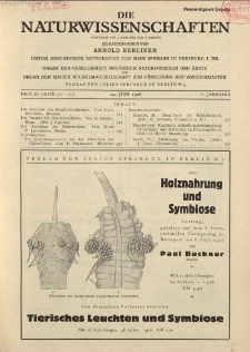 Die Naturwissenschaften. Wochenschrift..., 16. Jg. 1928, 29. Juni, Heft 26.