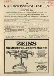 Die Naturwissenschaften. Wochenschrift..., 16. Jg. 1928, 6. Juli, Heft 27.
