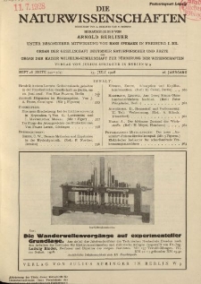 Die Naturwissenschaften. Wochenschrift..., 16. Jg. 1928, 13. Juli, Heft 28.