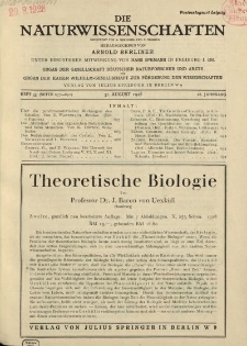 Die Naturwissenschaften. Wochenschrift..., 16. Jg. 1928, 31. August, Heft 35.