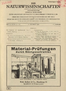 Die Naturwissenschaften. Wochenschrift..., 16. Jg. 1928, 12. Oktober, Heft 41.