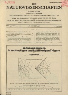 Die Naturwissenschaften. Wochenschrift..., 16. Jg. 1928, 26. Oktober, Heft 43.