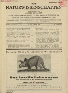 Die Naturwissenschaften. Wochenschrift..., 16. Jg. 1928, 21. Dezember, Heft 51.