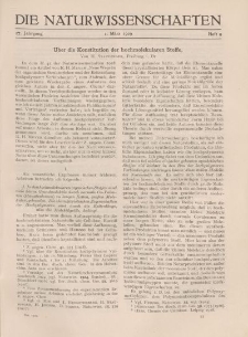 Die Naturwissenschaften. Wochenschrift..., 17. Jg. 1929, 1. März, Heft 9.