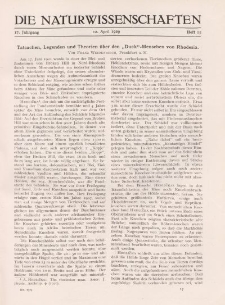 Die Naturwissenschaften. Wochenschrift..., 17. Jg. 1929, 12. April, Heft 15.