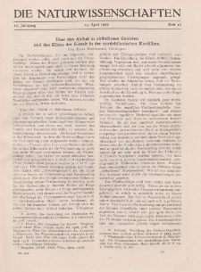 Die Naturwissenschaften. Wochenschrift..., 17. Jg. 1929, 19. April, Heft 16.