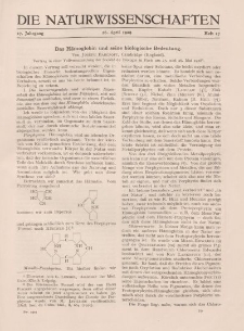 Die Naturwissenschaften. Wochenschrift..., 17. Jg. 1929, 26. April, Heft 17.