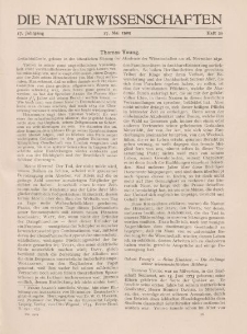 Die Naturwissenschaften. Wochenschrift..., 17. Jg. 1929, 17. Mai, Heft 20.