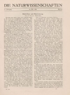 Die Naturwissenschaften. Wochenschrift..., 17. Jg. 1929, 24. Mai, Heft 21.