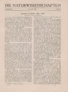 Die Naturwissenschaften. Wochenschrift..., 17. Jg. 1929, 14. Juni, Heft 24.