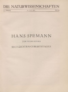 Die Naturwissenschaften. Wochenschrift..., 17. Jg. 1929, 21. Juni, Heft 25.