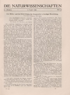 Die Naturwissenschaften. Wochenschrift..., 17. Jg. 1929, 9. August, Heft 32.