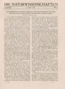 Die Naturwissenschaften. Wochenschrift..., 17. Jg. 1929, 16. August, Heft 33.