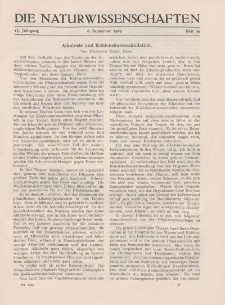 Die Naturwissenschaften. Wochenschrift..., 17. Jg. 1929, 6. September, Heft 36.