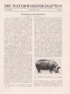 Die Naturwissenschaften. Wochenschrift..., 17. Jg. 1929, 13. September, Heft 37.