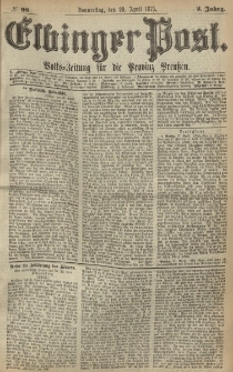Elbinger Post, Nr. 98, Donnerstag 29 April 1875, 2 Jh