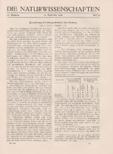 Die Naturwissenschaften. Wochenschrift..., 17. Jg. 1929, 27. September, Heft 39.