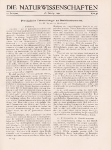 Die Naturwissenschaften. Wochenschrift..., 17. Jg. 1929, 18. Oktober, Heft 42.