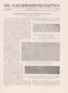 Die Naturwissenschaften. Wochenschrift..., 17. Jg. 1929, 25. Oktober, Heft 43.