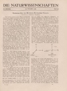 Die Naturwissenschaften. Wochenschrift..., 17. Jg. 1929, 29. November, Heft 48.