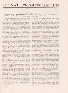 Die Naturwissenschaften. Wochenschrift..., 17. Jg. 1929, 13. Dezember, Heft 50.