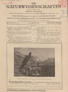 Die Naturwissenschaften. Wochenschrift..., 15. Jg. 1927, 14. Januar, Heft 2.