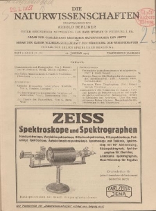 Die Naturwissenschaften. Wochenschrift..., 15. Jg. 1927, 21. Januar, Heft 3.