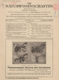 Die Naturwissenschaften. Wochenschrift..., 15. Jg. 1927, 28. Januar, Heft 4.