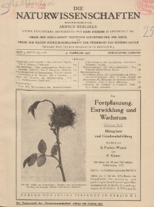 Die Naturwissenschaften. Wochenschrift..., 15. Jg. 1927, 4. Februar, Heft 5.