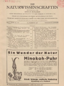 Die Naturwissenschaften. Wochenschrift..., 15. Jg. 1927, 25. Februar, Heft 8.