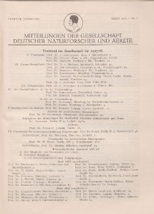 Mitteilungen der Gesellschaft Deutscher Naturforscher und Aerzte, 4. Jg. 1927, März, Nr 1.