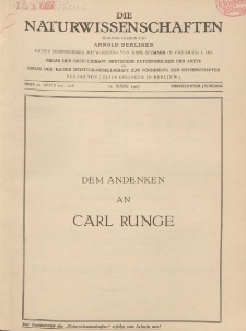Die Naturwissenschaften. Wochenschrift..., 15. Jg. 1927, 11. März, Heft 10.