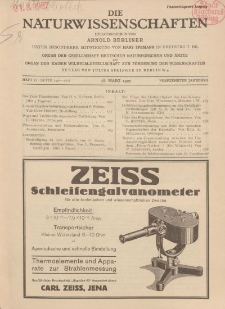 Die Naturwissenschaften. Wochenschrift..., 15. Jg. 1927, 18. März, Heft 11.