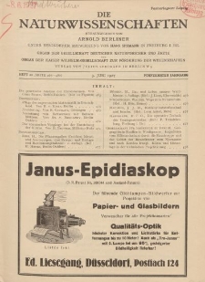 Die Naturwissenschaften. Wochenschrift..., 15. Jg. 1927, 3. Juni, Heft 22.