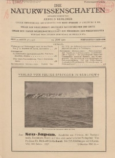 Die Naturwissenschaften. Wochenschrift..., 15. Jg. 1927, 10. Juni, Heft 23.