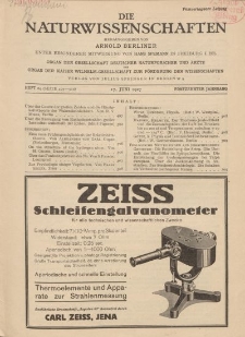 Die Naturwissenschaften. Wochenschrift..., 15. Jg. 1927, 17. Juni, Heft 24.