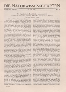 Die Naturwissenschaften. Wochenschrift..., 15. Jg. 1927, 30. Juni, Heft 26.