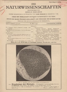 Die Naturwissenschaften. Wochenschrift..., 15. Jg. 1927, 8. Juli, Heft 27.