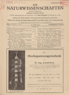 Die Naturwissenschaften. Wochenschrift..., 15. Jg. 1927, 22. Juli, Heft 29.