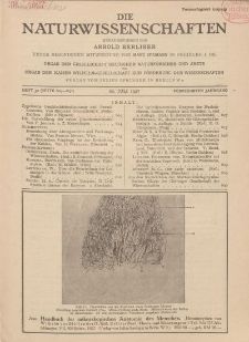 Die Naturwissenschaften. Wochenschrift..., 15. Jg. 1927, 29. Juli, Heft 30.