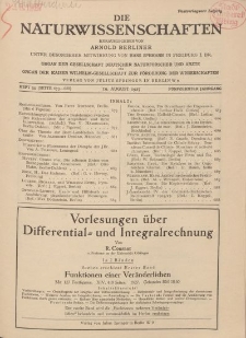 Die Naturwissenschaften. Wochenschrift..., 15. Jg. 1927, 19. August, Heft 33.